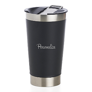 Copo Térmico Personalizado com Abridor - Preto 500ml