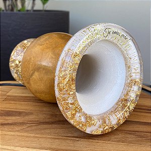 Presente Mãe - Cuia Baronesa Porongo Resinado Personalizada com Te Amo Mãe e Nome