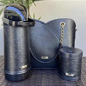 Mateira em Couro Preta - Modelo Baronesa