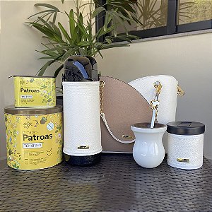 Combo Baronesa com Cuia Personalizada - Mateira Branca e Bege