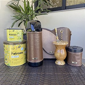 Combo Baronesa com Cuia Personalizada - Mateira Marrom e Bege