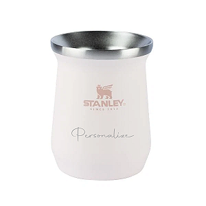 Cuia Térmica Inox Stanley Personalizada Para Chimarrão e Tereré - Branca / Rosé