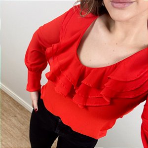 Camisa com babado frontal Vivian