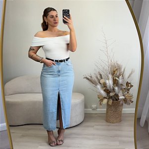 Saia jeans alongada Denim Zero DZ7301