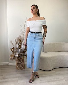 Saia jeans alongada Denim Zero DZ7301