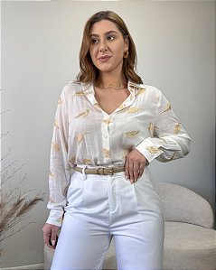 Camisa em viscolinho bordada Lely
