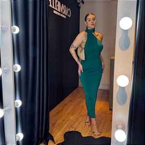 Vestido midi gola alta Alessandra