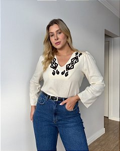 Blusa viscolinho bordada Miriam