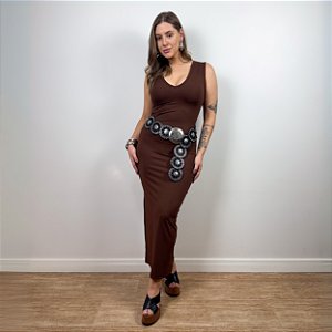 Vestido midi canelado Melinda