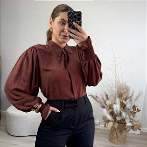 Camisa cropped jacquard Ariana