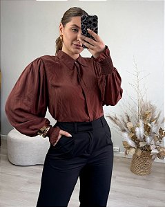 Camisa cropped jacquard Ariana