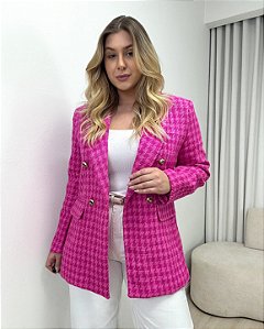 Blazer Alongado Em Tweed Katherine