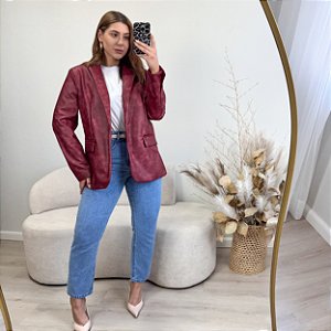 Blazer alongado em couro sintético Bibiana