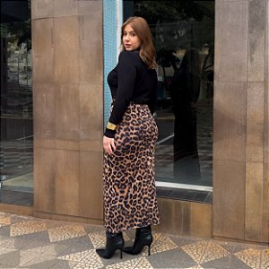 Saia reta em tule animal print Betania