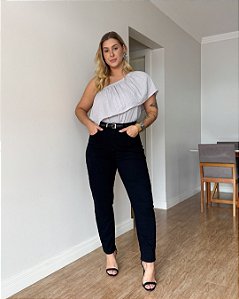 Calça mom preta Denim Zero DZ20526.PRE