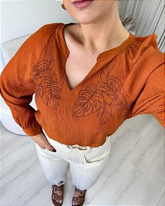 Blusa Manga Longa Com Bordado Eloise