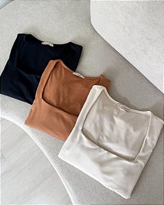Blusa Térmica Decote Quadrado Com Toque Pêssego