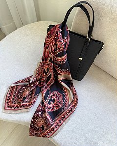 Lenço Estampado Arabescos Preto