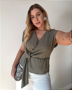 Blusa Peplum Com Amarração Frontal Roberta