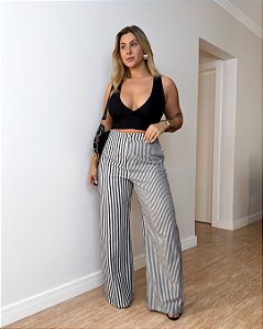 Calça Pantalona Listrada Fernanda
