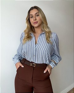Camisa Listrada Com Mangas Bufantes Mayra