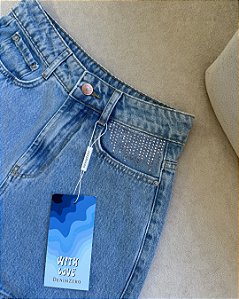Shorts Jeans Com Brilho Lateral Denim Zero DZ6827