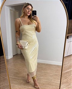 Vestido Midi Com Paetês Olívia