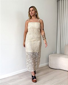 Vestido Midi Em Guipir Cecília