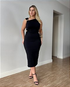Vestido Midi Com Decote Assimétrico Jordana