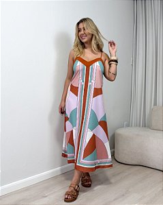 Vestido Midi Estampado Com Alcinhas Bety