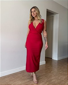 Vestido Midi Com Torção Frontal Lavínia