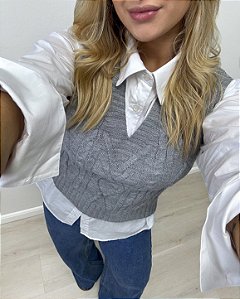 Colete Tricô Decote em V Valéria