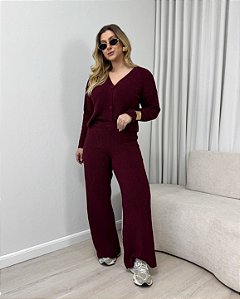 Conjunto Casaqueto E Calça Tricô Mousse Veneza