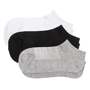 Kit com 3 Pares Meias Cano Invisível Mescla/Preto/Branco