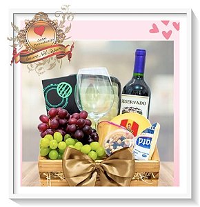 Cesta Queijo e Vinho