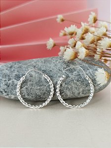 Argola Trançada Pequena 23mm - Prata 925 - MB509-822