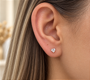 Brinco Coração Zirconia - 4mm - Prata 925 - MB307-0407
