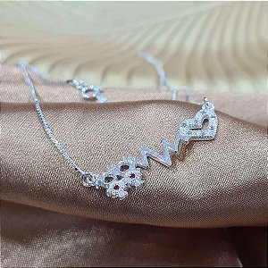 Gargantilha Meninas c/ Batimentos Prata 925 - V12 - 45cm