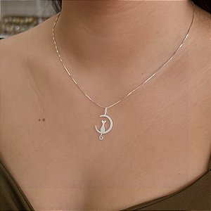 Gargantilha Gato na Lua - Prata 925 - MC393-2460