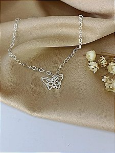 Pulseira Borboleta Prata 925- 18 cm - MP73-1137