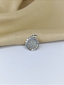 Pingente Redondo Envelhecido Cravejado - Prata 925 - PD751-2331