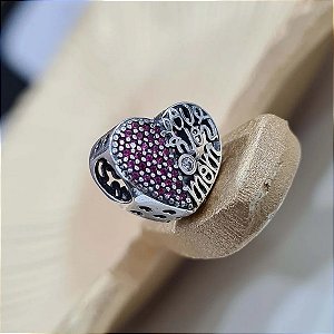 Berloque Love You Mom Envelhecido - Prata 925 - PD1257-3178