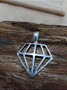 Pingente Masculino Diamante - Prata 925 - 38 mm - PG25-1052