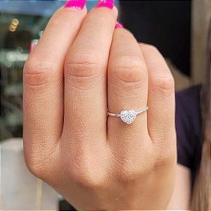 Anel Coração Cravejado - Prata 925 - MA02-835