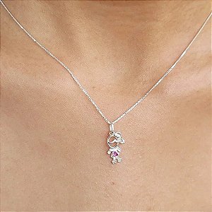 Gargantilha Menina Cravejada - Prata 925 - MC53-1832