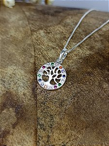 Gargantilha Árvore da Vida Cravejada Multicor Prata 925 - MC75-2246