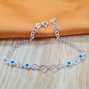 Pulseira Prata 925 com Olho Grego/Infinito - 18cm - MP82-1836