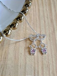 Gargantilha Corações Filhas (Meninas) - Prata 925 - MC87-4284