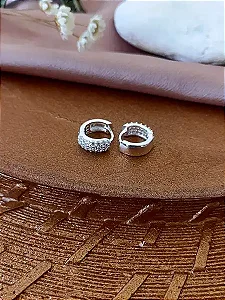 Argola Cravejada 12 mm - Prata 925 - MB138-3978