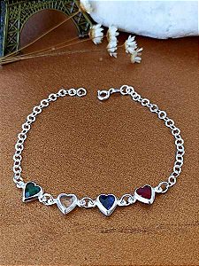 Pulseira Com Corações Color - Prata 925 - MP147-2346